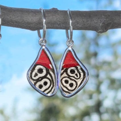 My Store Earrings Clymena Butterfly Small Wing Shaped Pendant On Endless Hoop Earrings In Sterling Silver