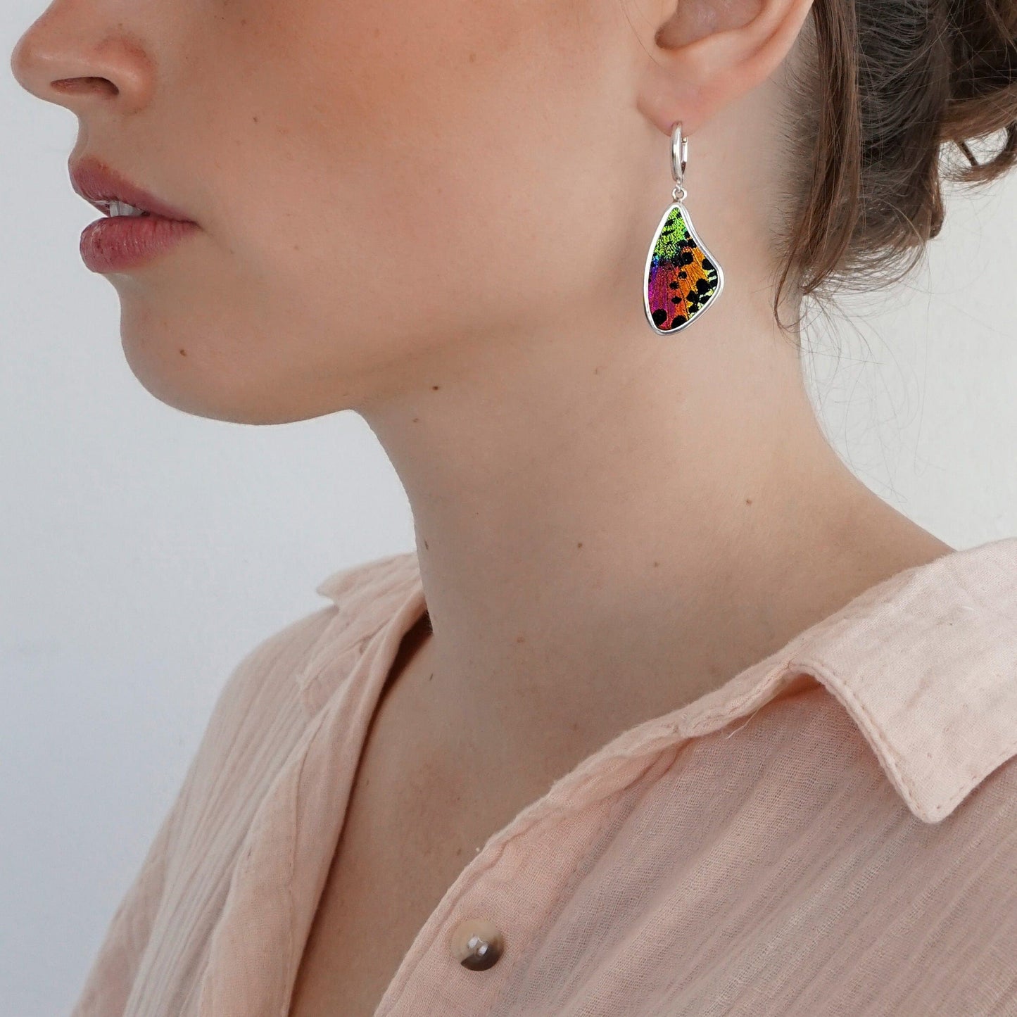 My Store Earrings Real Urania Ripheus Sunset Series Butterfly Large Wing Shaped Pendant On Leverbacks Earrings In Sterling Silver