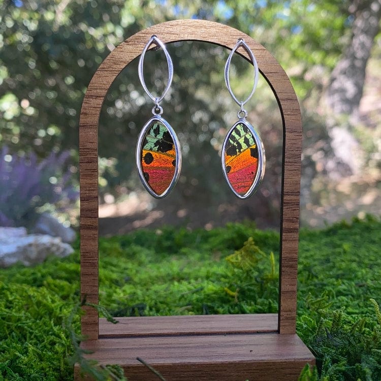 My Store Earrings Real Urania Ripheus Sunset Series Oval Pendant On Marquis Post Earrings In Sterling Silver