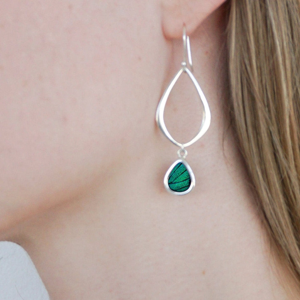 
                  
                    My Store Earrings Small Teardrop-Shaped Pendant Earrings on Earwire | Real Prepona Butterfly | Sterling Silver
                  
                