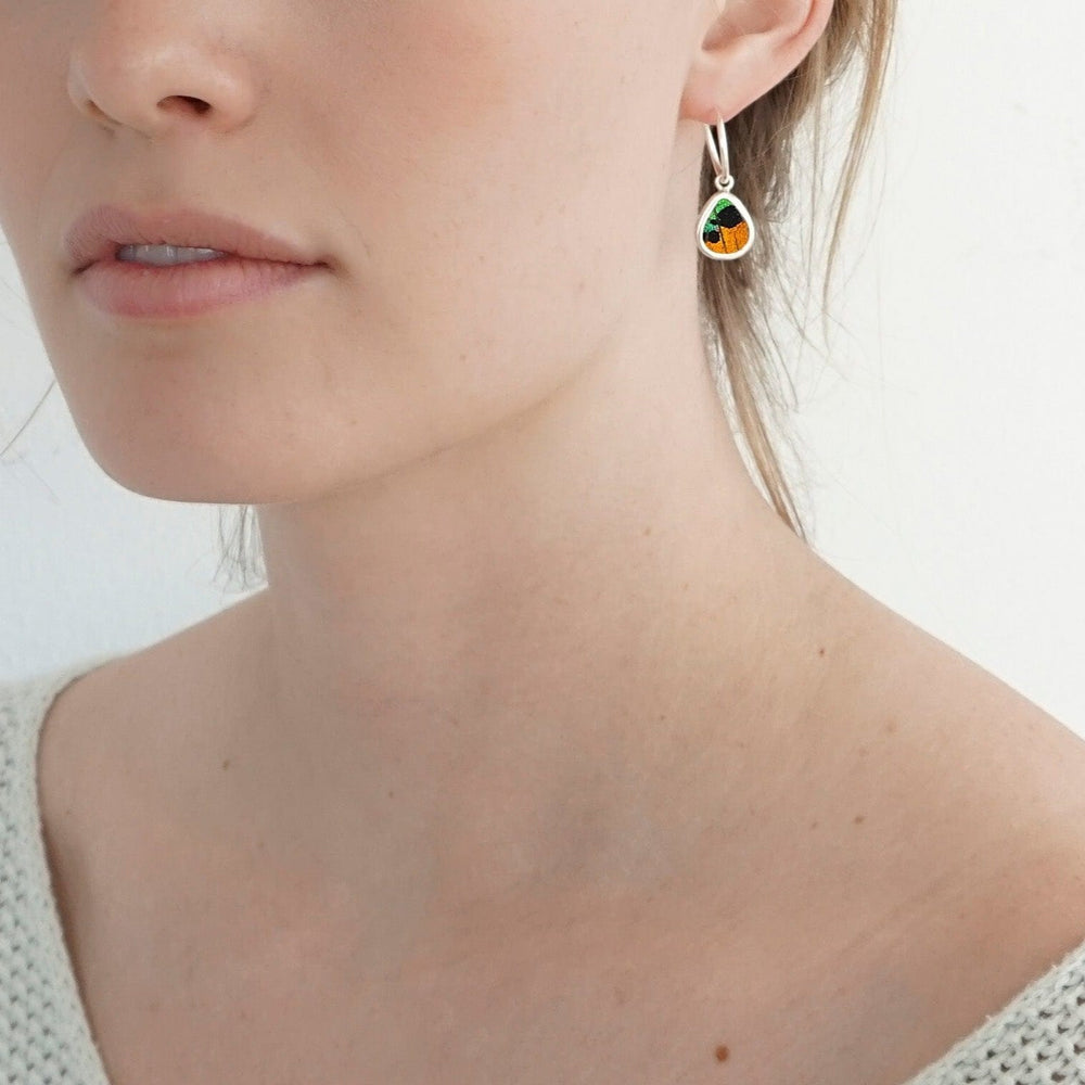 
                  
                    My Store Earrings Small Teardrop-Shaped Pendant Earrings on Endless Hoop | Real Urania Ripheus Butterfly - Sunrise Series | Sterling Silver
                  
                