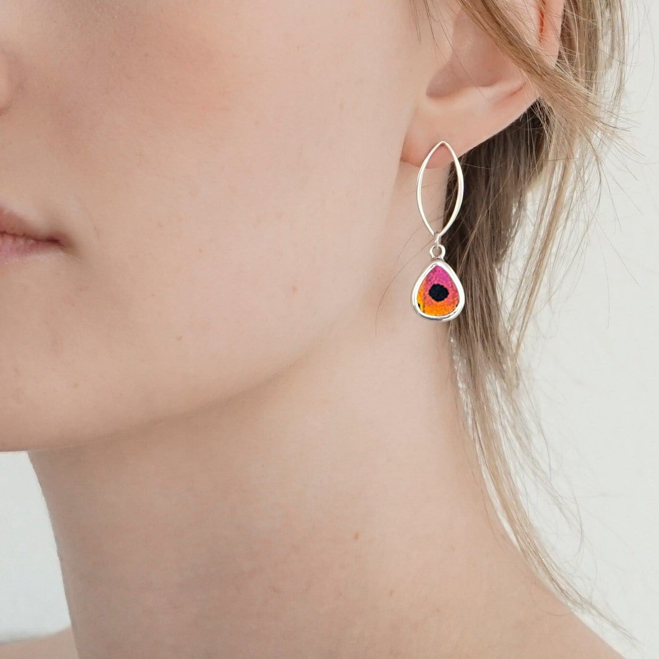 My Store Earrings Small Teardrop-Shaped Pendant Earrings on Marquise Post | Real Urania Ripheus Butterfly - Sunburst Series | Sterling Silver (Copy)