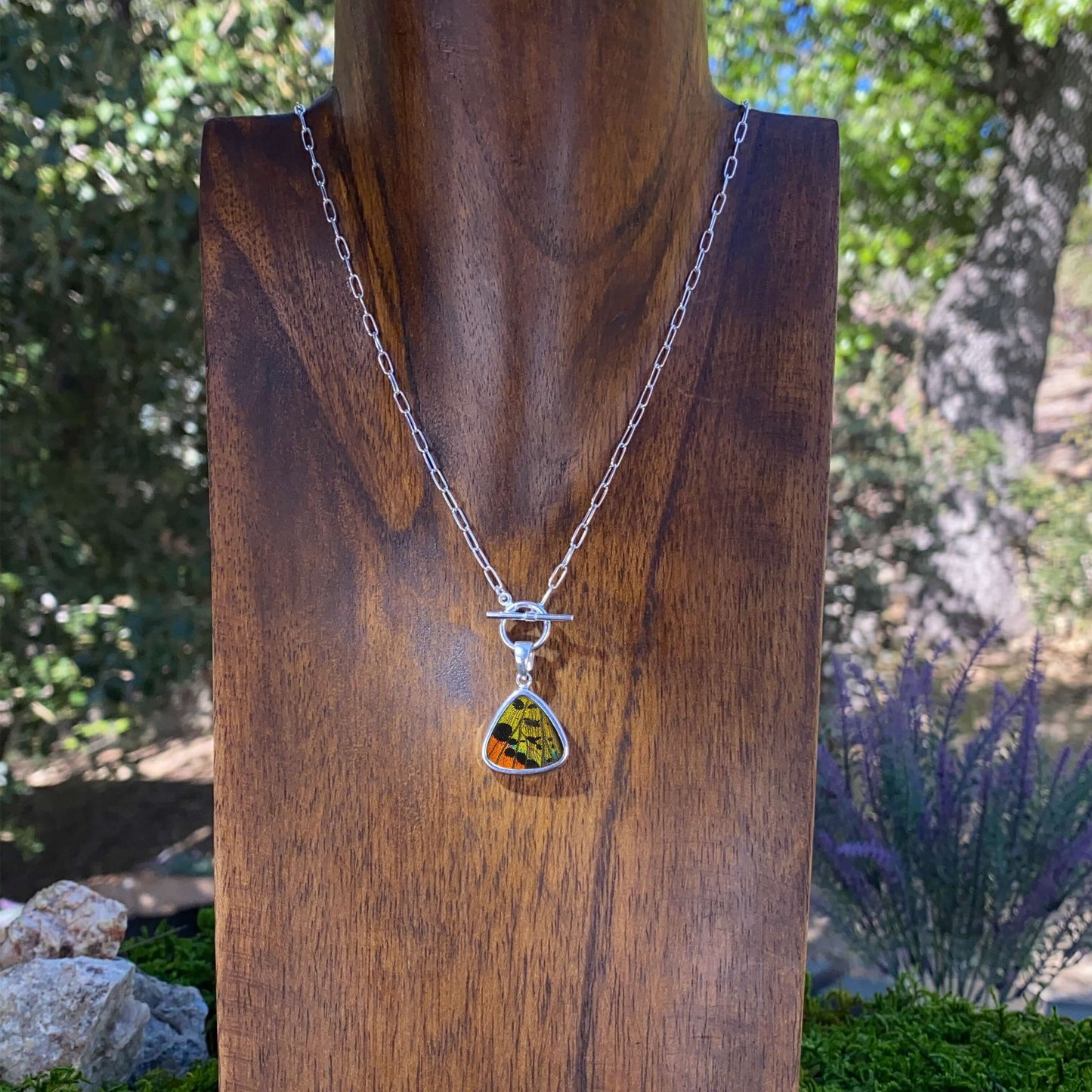 My Store Necklace Real Urania Ripheus Sunrise Series Butterfly Triangle Shaped Pendant Necklace With Your Choice Of Sterling Silver Chain Length And Style