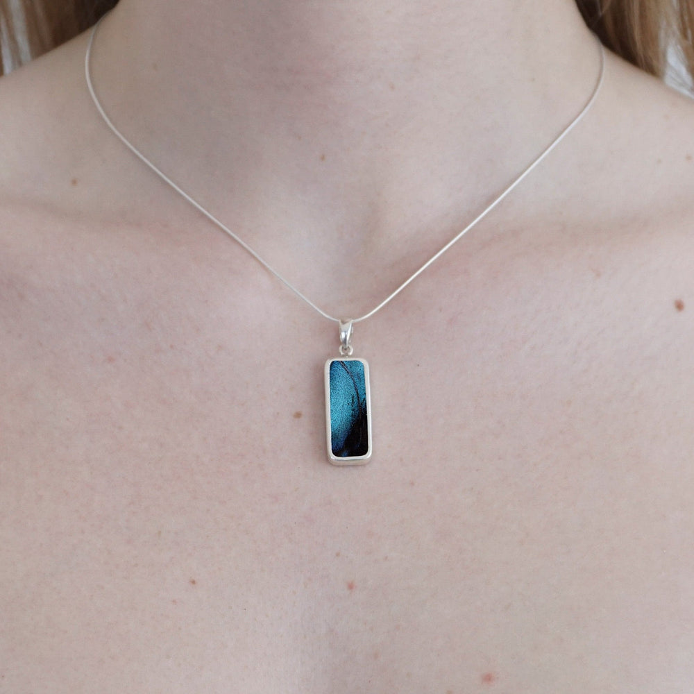 
                  
                    My Store Necklace Rectangle Pendant Necklace | Real Morpho Achilles Butterfly | Sterling Silver
                  
                