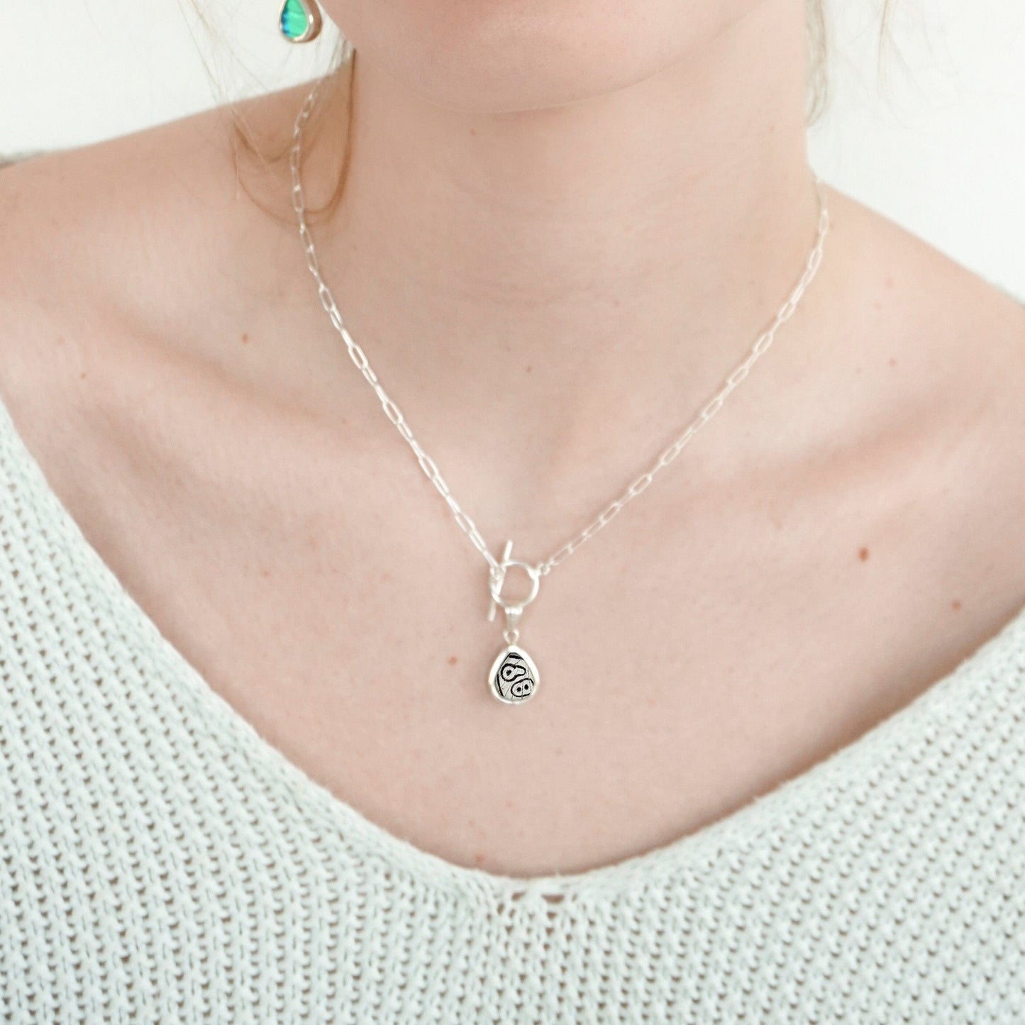 My Store Necklace Small Teardrop-Shaped Pendant Necklace | Real Clymena Butterfly | Sterling Silver