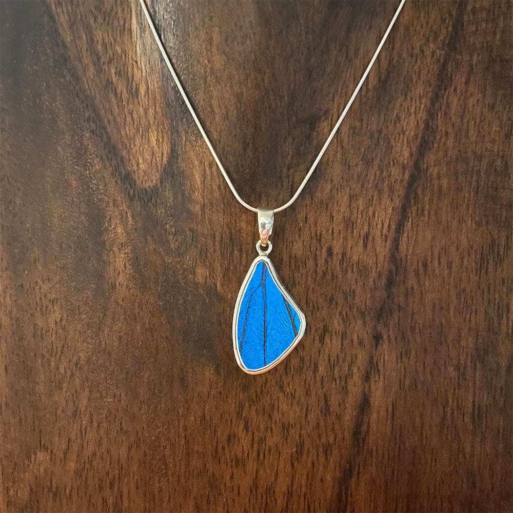 
                  
                    My Store Necklace Snake Chain / 16 in Medium Wing-Shaped Pendant Necklace | Real Morpho Butterfly | Sterling Silver
                  
                