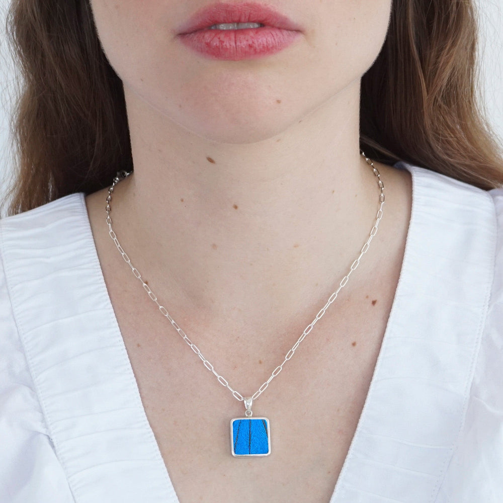 
                  
                    My Store Necklace Square Pendant Necklace | Real Morpho Butterfly | Sterling Silver
                  
                