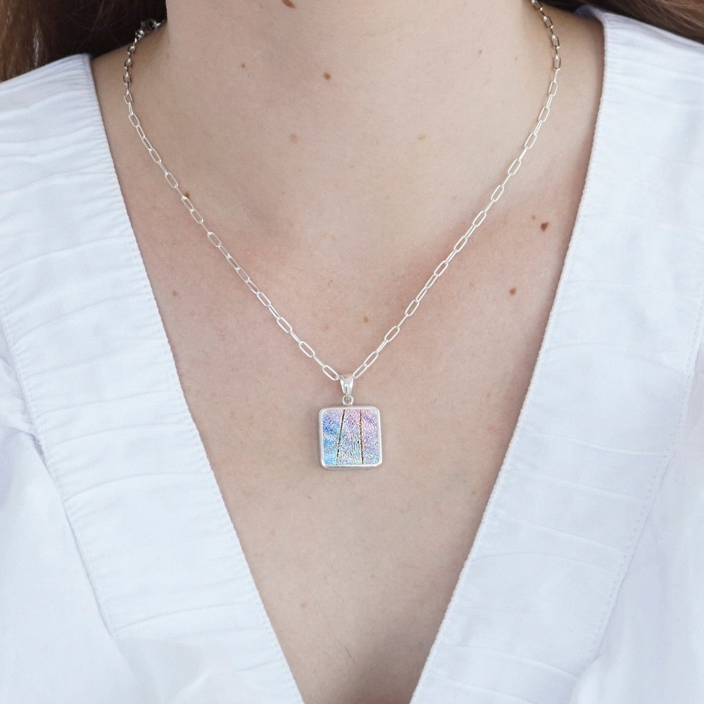 My Store Necklace Square Pendant Necklace | Real Morpho Sulkowskyi Butterfly | Sterling Silver